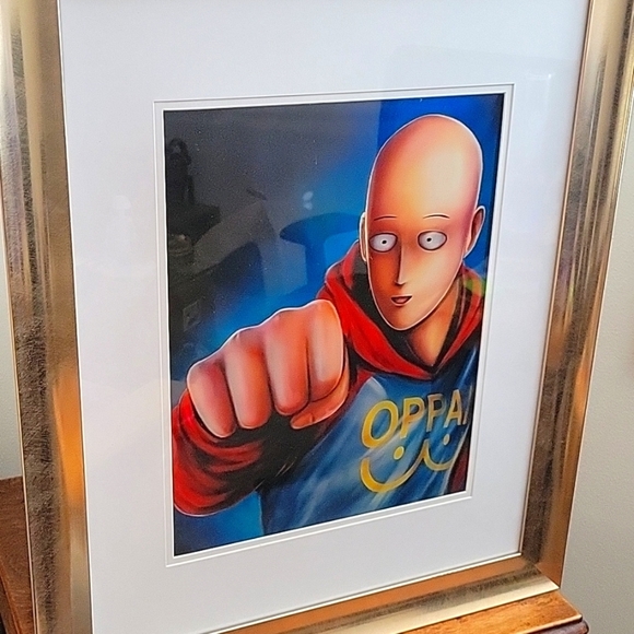 Custom Framed 3D Holographic Double Transition Lenticular Print, One Punch Man - Picture 3 of 5